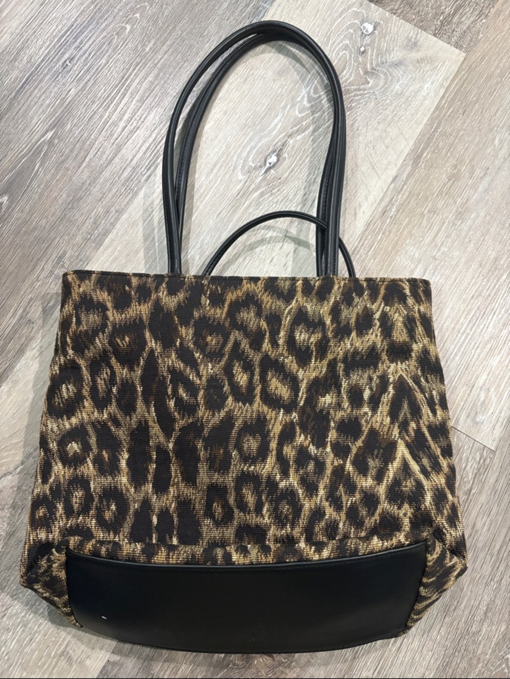 Leopard Print Tote Bag with Black Trim